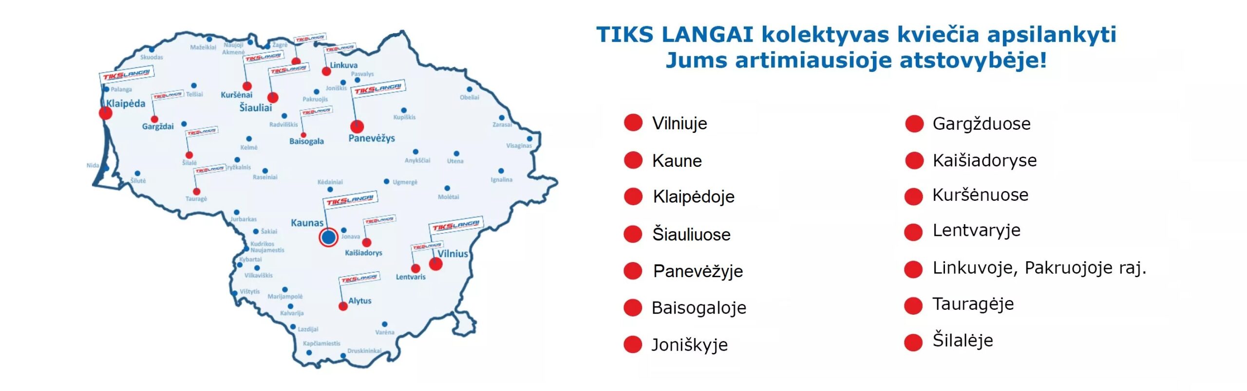 Tiks langai žemėlapis